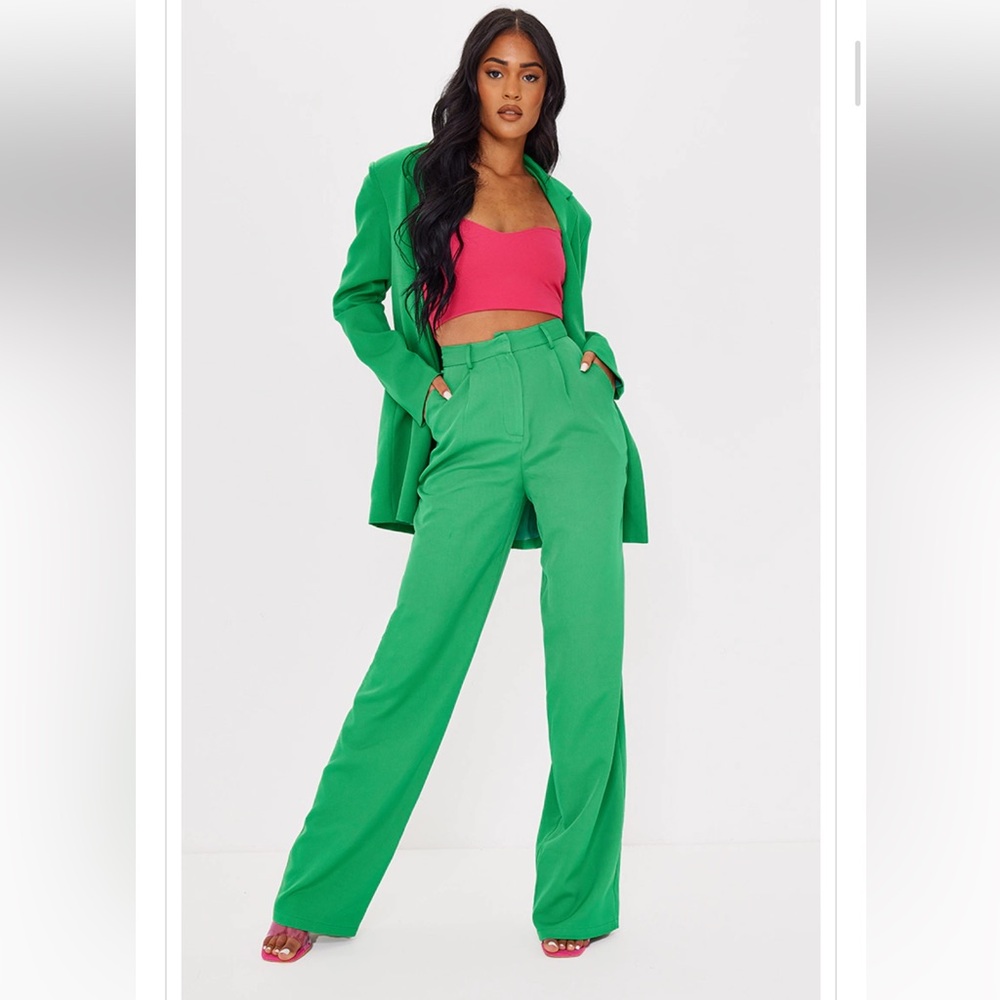 NWT TALL GREEN HIGHWASITED SUIT PANTS from PLT size US 2